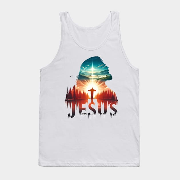 Christian Tshirt Design Siluet Jesus Christ Tank Top by Javacustoms